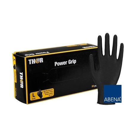 Abena Thor Power Grip L 50szt. - grube rękawiczki nitrylowe, fakturowane