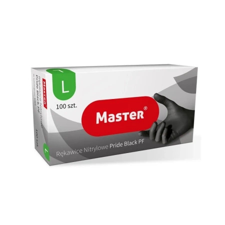 Master Pride L 100szt. - bezpudrowe rękawiczki nitrylowe, czarne