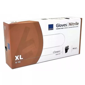 Abena Classic XL 100szt. - bezpudrowe rękawiczki nitrylowe, czarne