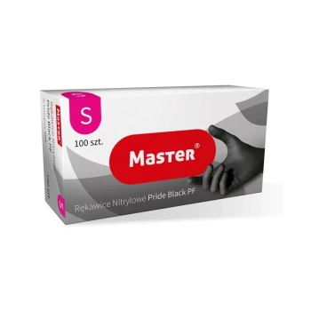 Master Pride S 100szt. - bezpudrowe rękawiczki nitrylowe, czarne